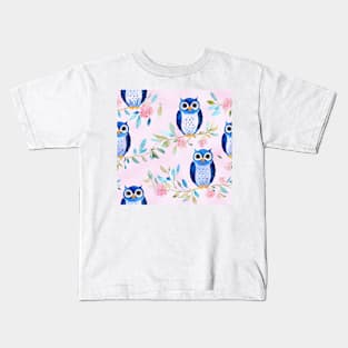 Watercolor owl pattern Kids T-Shirt